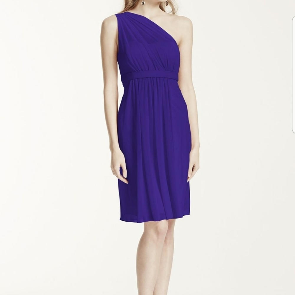 One Shoulder Short Dress with Illusion Neck